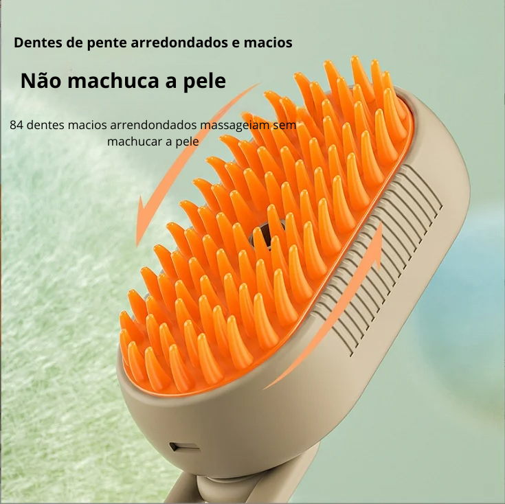 VapoPet 4X: Escova Multifuncional Vapor & Massageadora