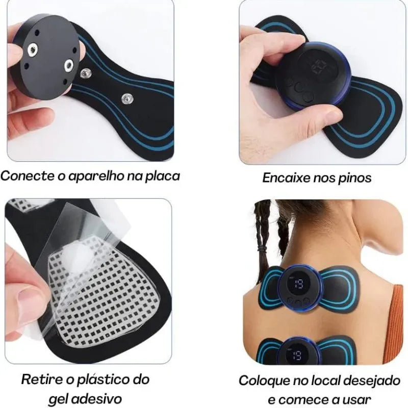 "Mini Massageador Elétrico Portátil EMS para Alívio da Dor Muscular Cervical"