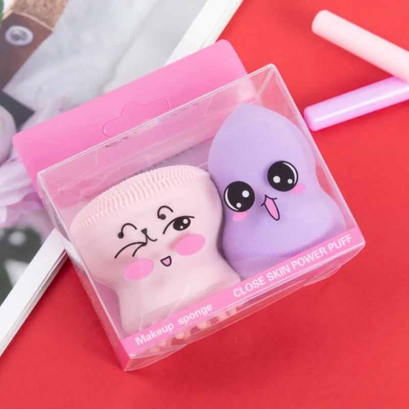 Kit de Base e Esponja Octopus Drop - Para Limpeza Facial e Maquiagem