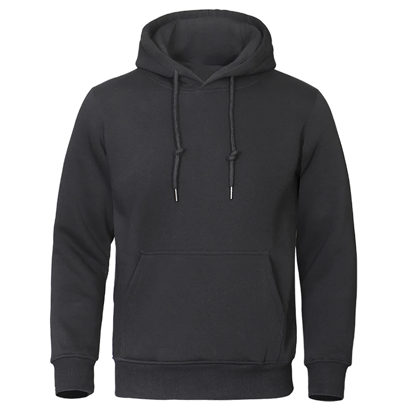 Moletom Masculino com Capuz de Lã, Cor Sólida, Moda Streetwear Casual, Solto e Respirável