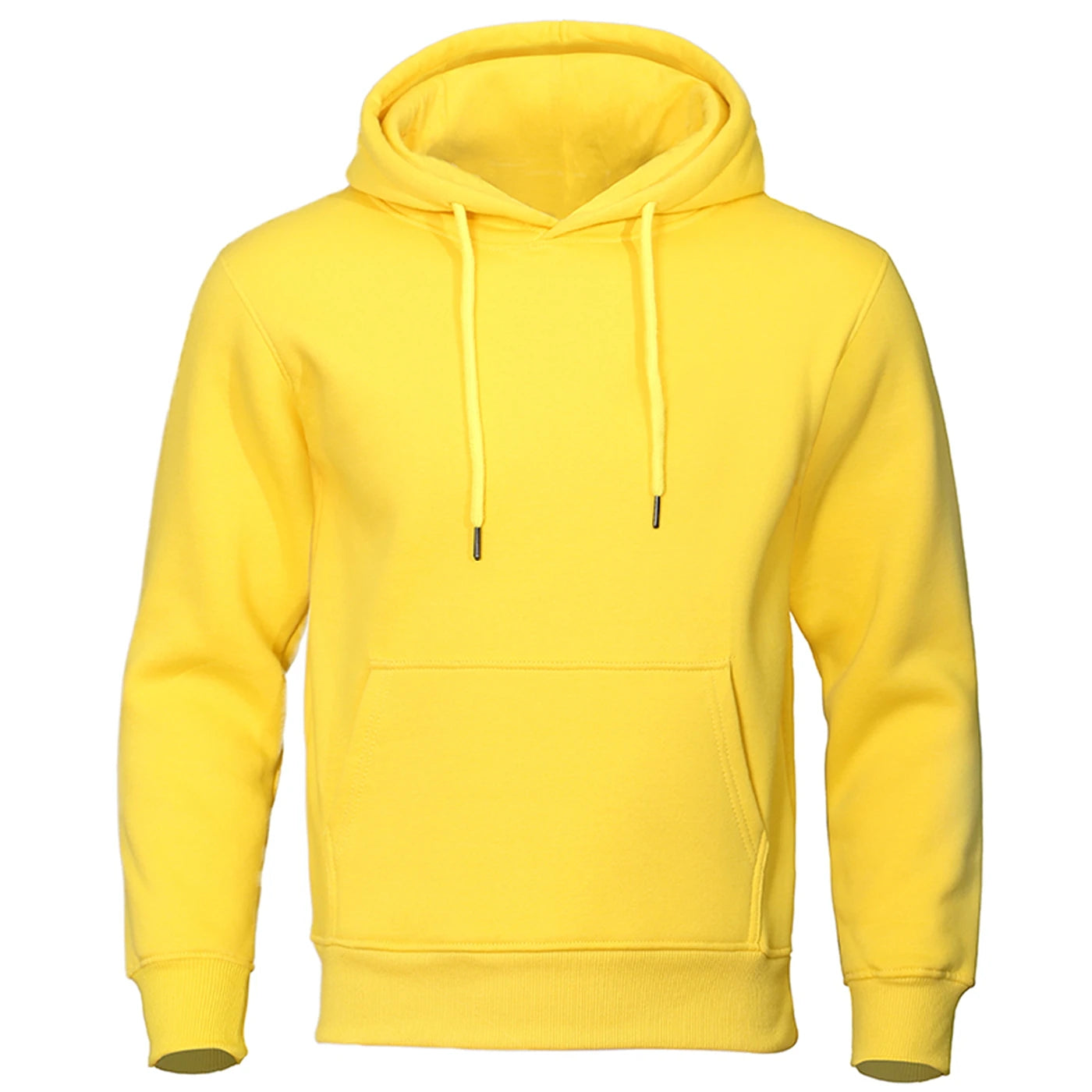 Moletom Masculino com Capuz de Lã, Cor Sólida, Moda Streetwear Casual, Solto e Respirável