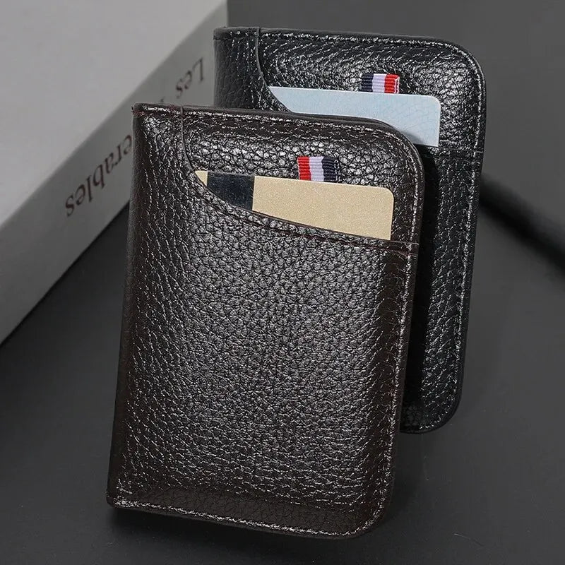 Carteira Super Fina e Macia para Homens, em Couro PU, Mini Carteira para Cartão de Crédito e Porta-cartões