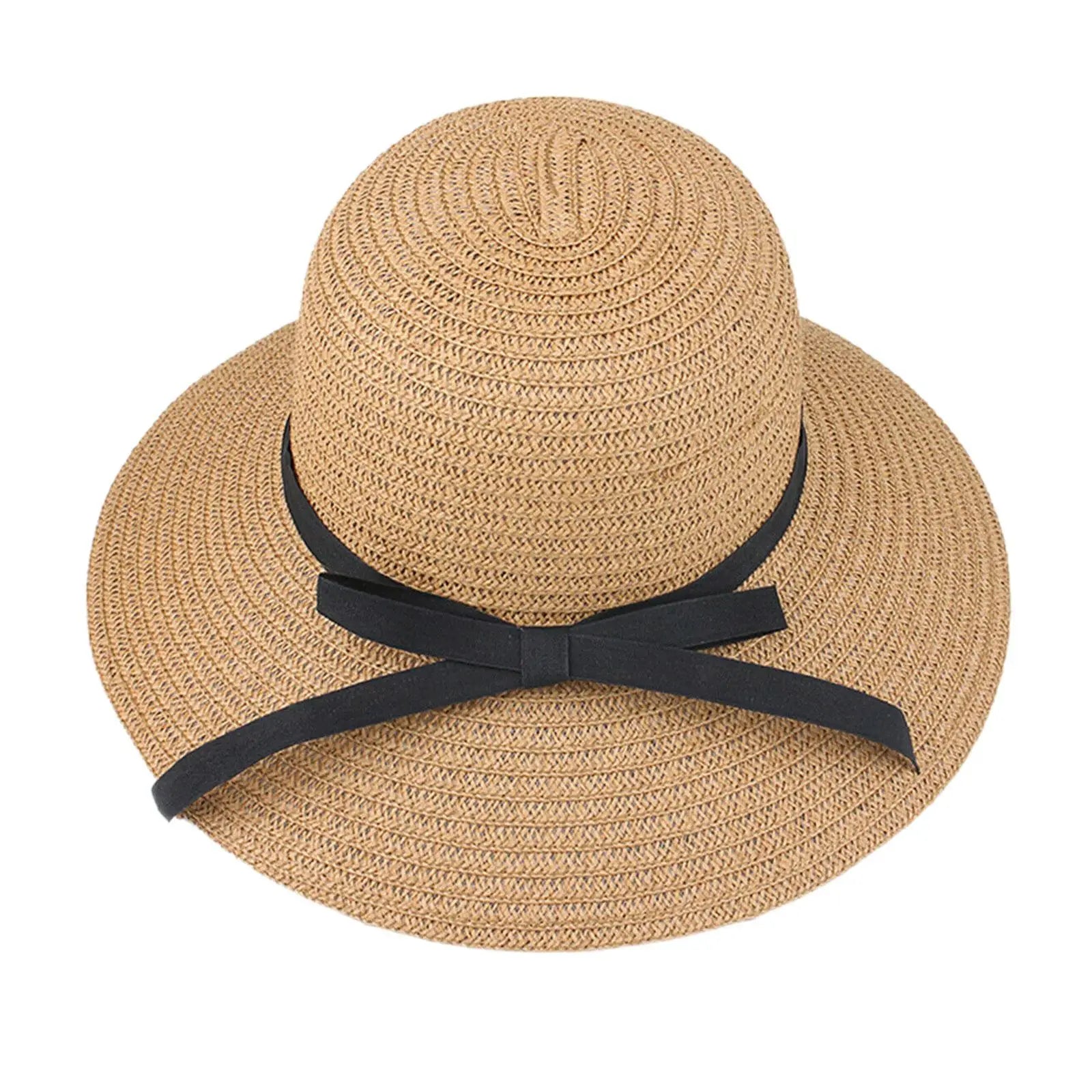 Chapéu de Sol de Palha para Mulheres com Laço