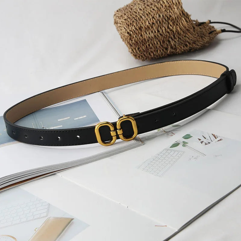 Cinto de Couro PU Feminino - Designer com Fivela de Metal, para Jeans e Vestidos