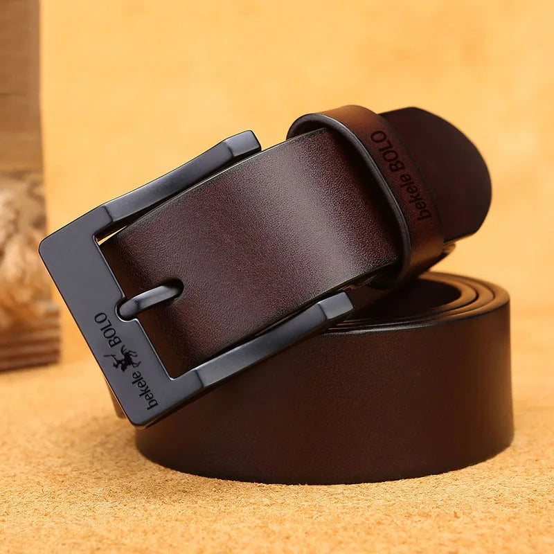 Cinto de Couro Masculino com Fivela de Liga - Moda Luxuosa para Jeans e Negócios