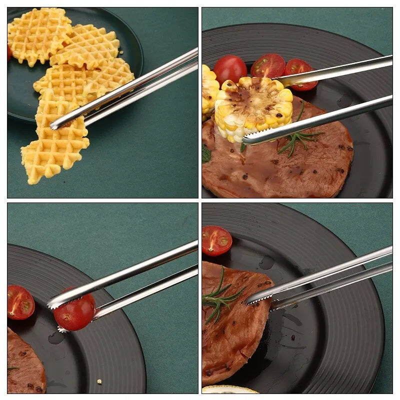 Pinça de Aço Inoxidável para Churrasco - Utensílio de Cozinha