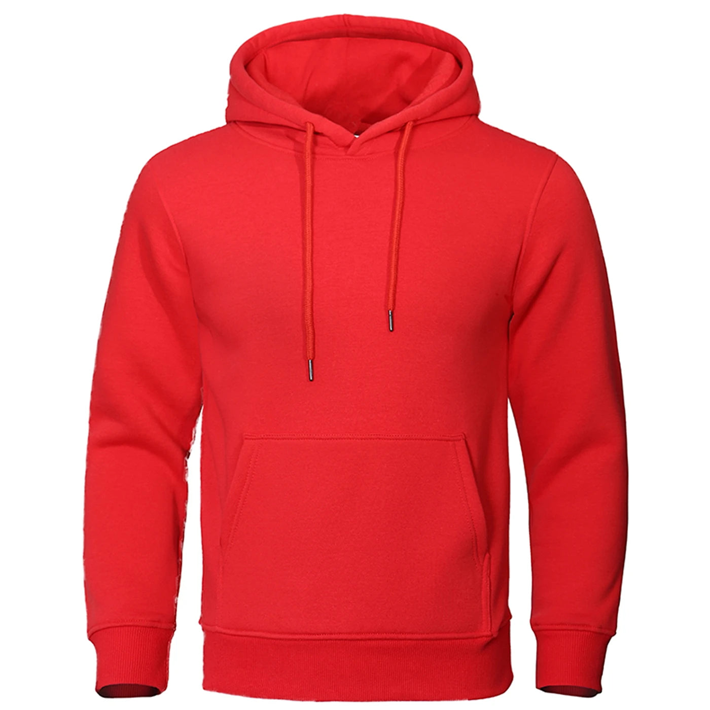 Moletom Masculino com Capuz de Lã, Cor Sólida, Moda Streetwear Casual, Solto e Respirável