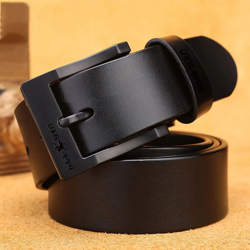 Cinto de Couro Masculino com Fivela de Liga - Moda Luxuosa para Jeans e Negócios