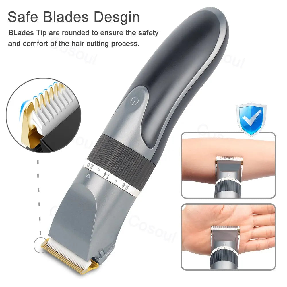 Máquina de Cortar Cabelo Profissional, Elétrica e Sem Fio, Recarregável, para Homens, Adultos e Crianças