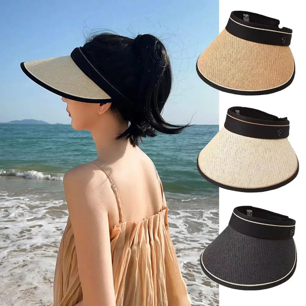 Chapéu de Sol Dobrável - Palha Casual para Proteção ao Ar Livre