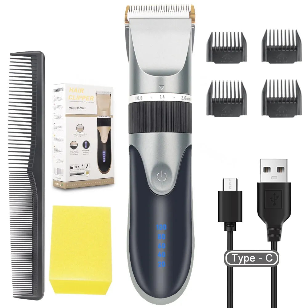 Máquina de Cortar Cabelo Profissional, Elétrica e Sem Fio, Recarregável, para Homens, Adultos e Crianças