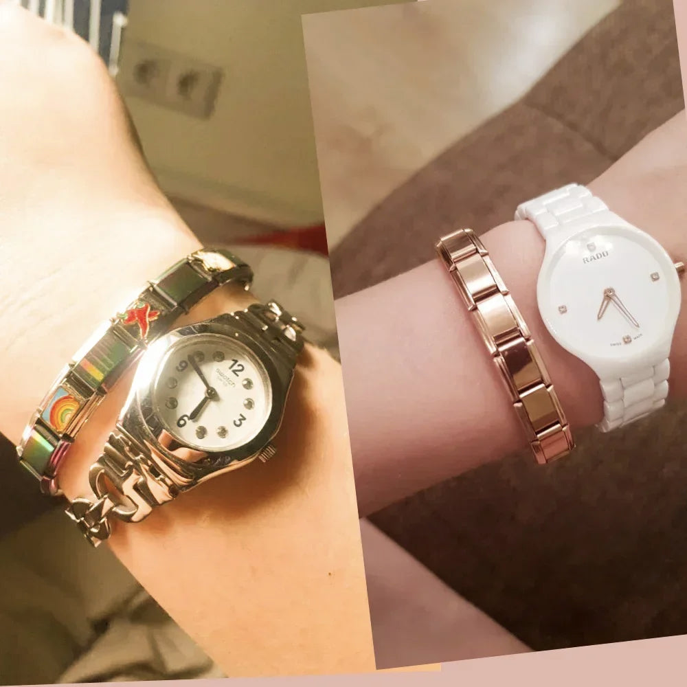 Pulseira Feminina Hapiship - 9mm de Largura, Aço Inoxidável, Estilo Charme