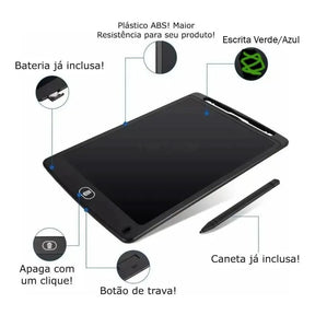 Tablet LCD Mágico de 12 Polegadas - Para Desenho e Escrita Infantil