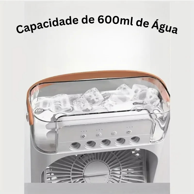 Ventilador de Nebulização e Umidificador com 3 Velocidades, Design Compacto e Portátil, Ideal para Dias Secos