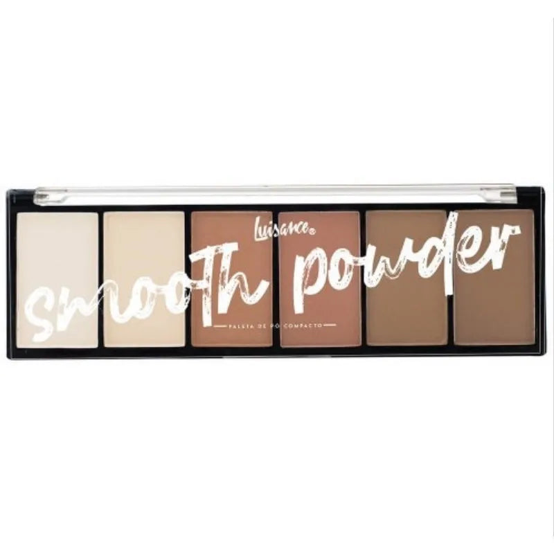 Paleta de Pó Iluminador, Bronzeador e Contorno Luisance com 6 Cores