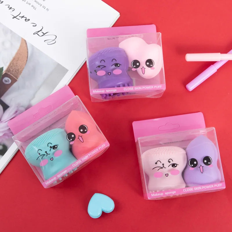 Kit de Base e Esponja Octopus Drop - Para Limpeza Facial e Maquiagem