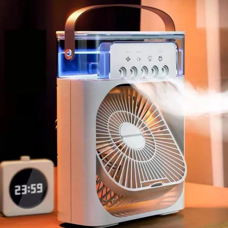 Ventilador de Nebulização e Umidificador com 3 Velocidades, Design Compacto e Portátil, Ideal para Dias Secos