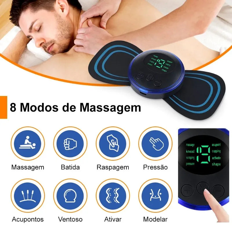 "Mini Massageador Elétrico Portátil EMS para Alívio da Dor Muscular Cervical"