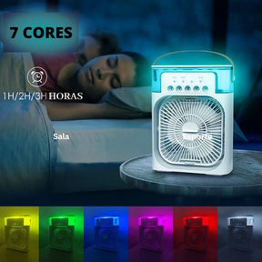 Ventilador de Nebulização e Umidificador com 3 Velocidades, Design Compacto e Portátil, Ideal para Dias Secos