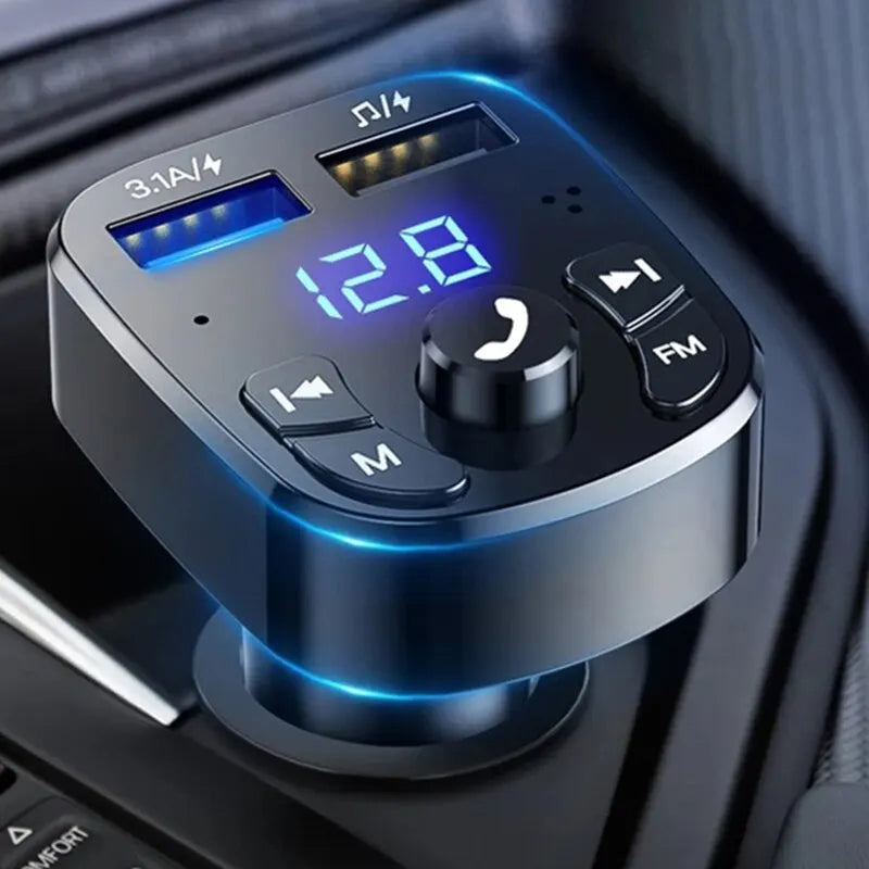 Receptor FM e MP3 para Carro - Bluetooth 5.0, Dual USB, Carregador Rápido