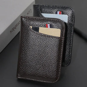 Carteira Super Fina e Macia para Homens, em Couro PU, Mini Carteira para Cartão de Crédito e Porta-cartões