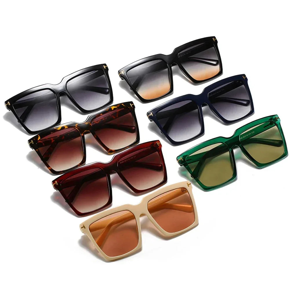 culos de Sol Quadrados Femininos, Vintage, Oversize, Preto com Gradiente, UV400