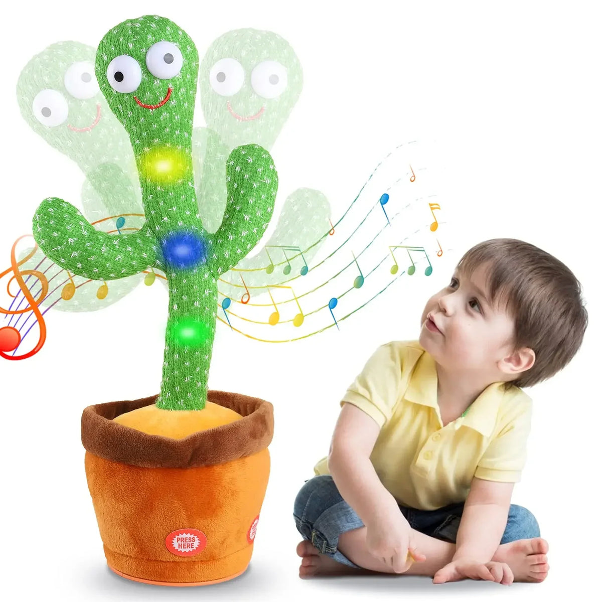 Brinquedo de Pelúcia Cacto para Crianças - Canta, Dança e Reproduz 120 Músicas