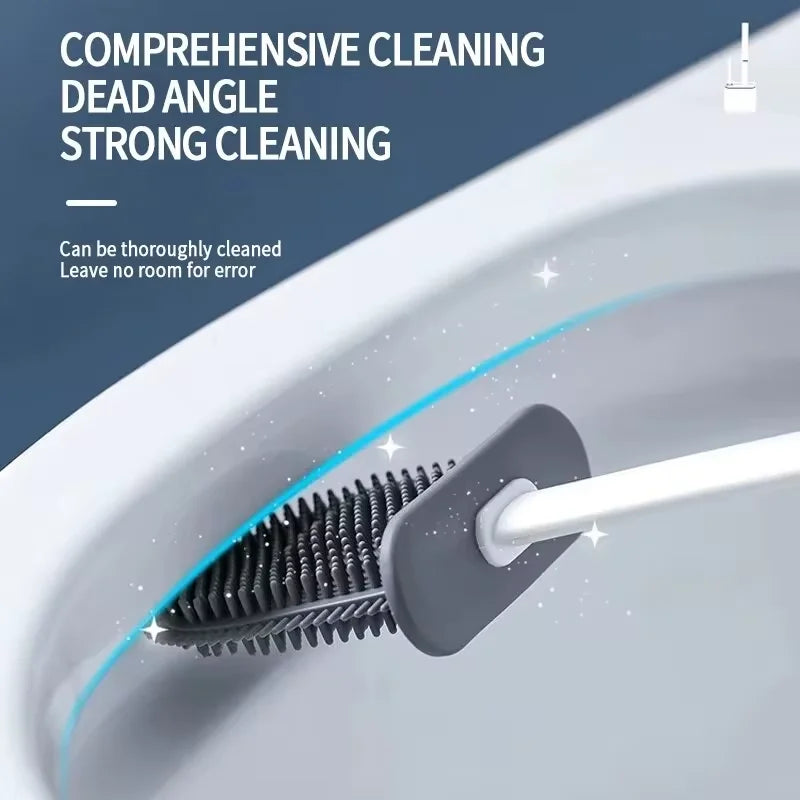 Suporte de Escova para Vaso Sanitário com Cabo Longo de Silicone – À Prova d'Água e Secagem Rápida