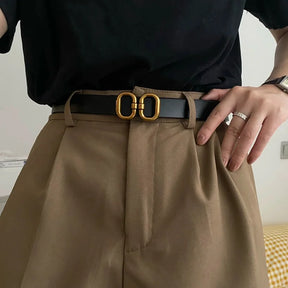 Cinto de Couro PU Feminino - Designer com Fivela de Metal, para Jeans e Vestidos