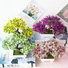 Plantas Artificiais Bonsai em Pequeno Vaso - Decoração para Casa e Festas