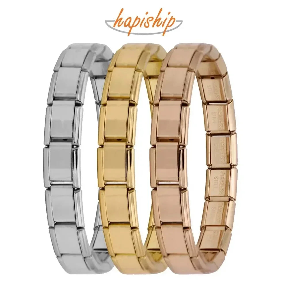 Pulseira Feminina Hapiship - 9mm de Largura, Aço Inoxidável, Estilo Charme
