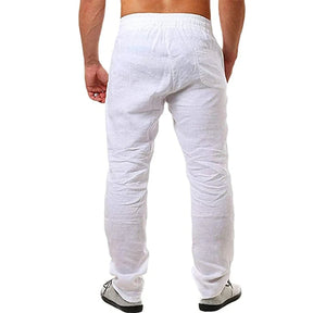 Calças de Linho Masculinas, Sólidas e Respiráveis, para Outono, Fitness e Streetwear