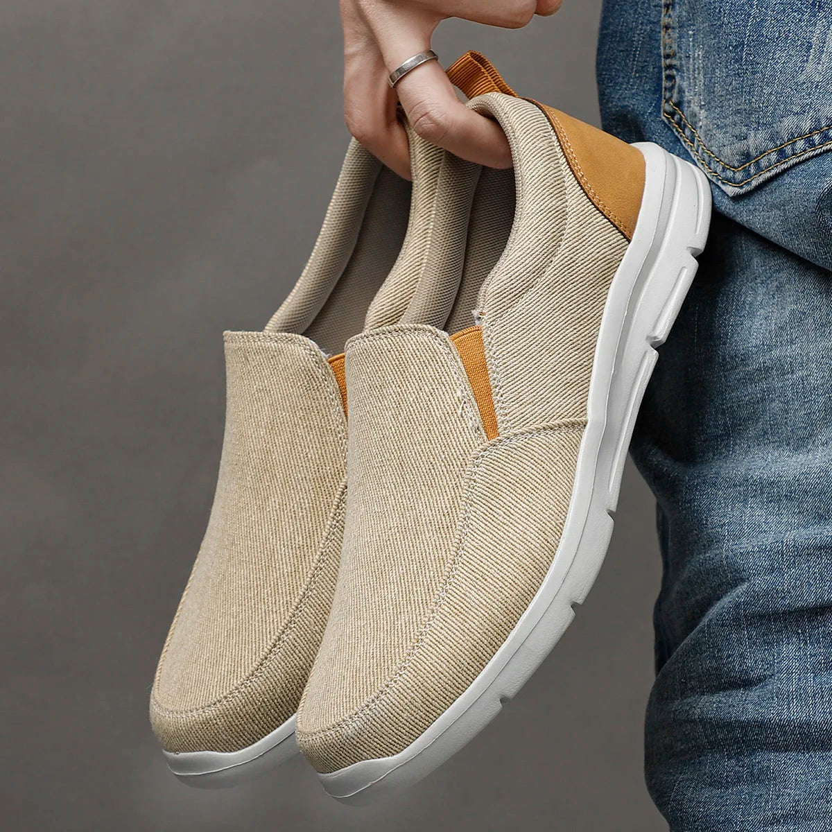 Sapatos masculinos de verão, sapatos de lona, respiráveis, confortáveis, tênis para caminhada ao ar livre, mocassins clássicos para homens