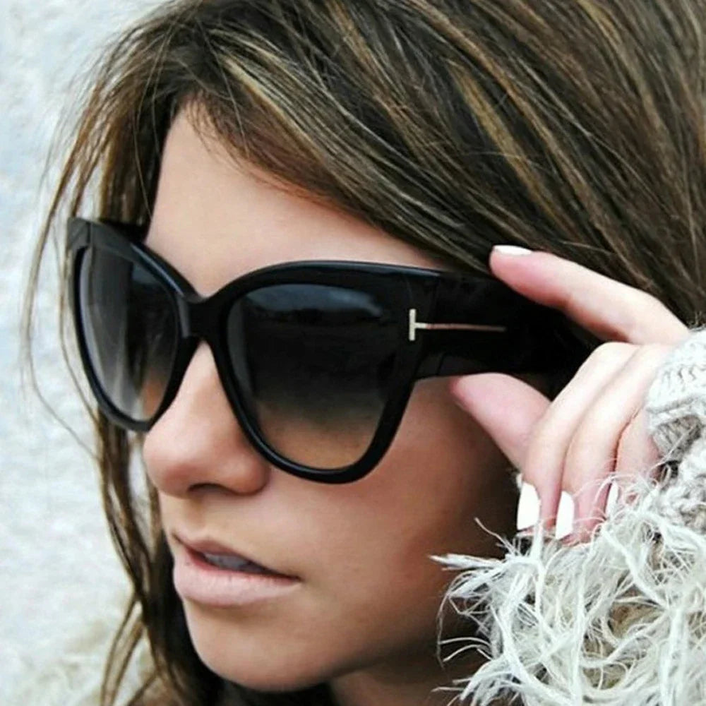 Óculos de Sol Femininos Luxuosos - Estilo Gatinho Preto