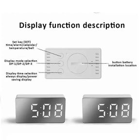 Relógio de Mesa LED Branco com Alarme e Luz Noturna