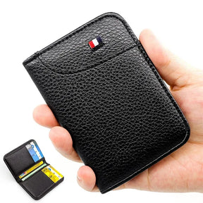 Carteira Super Fina e Macia para Homens, em Couro PU, Mini Carteira para Cartão de Crédito e Porta-cartões