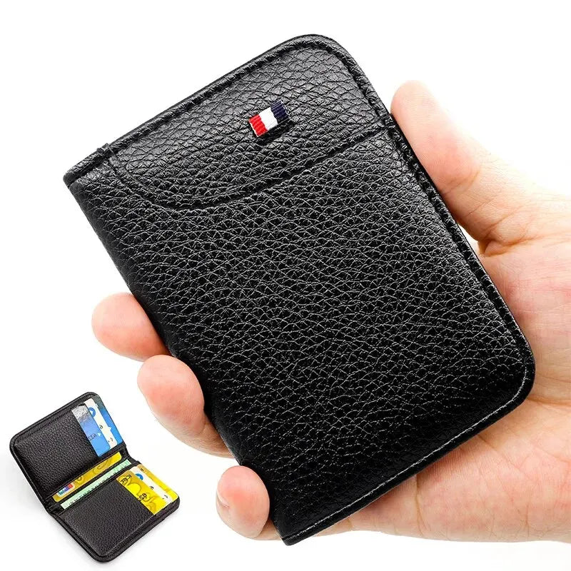Carteira Super Fina e Macia para Homens, em Couro PU, Mini Carteira para Cartão de Crédito e Porta-cartões