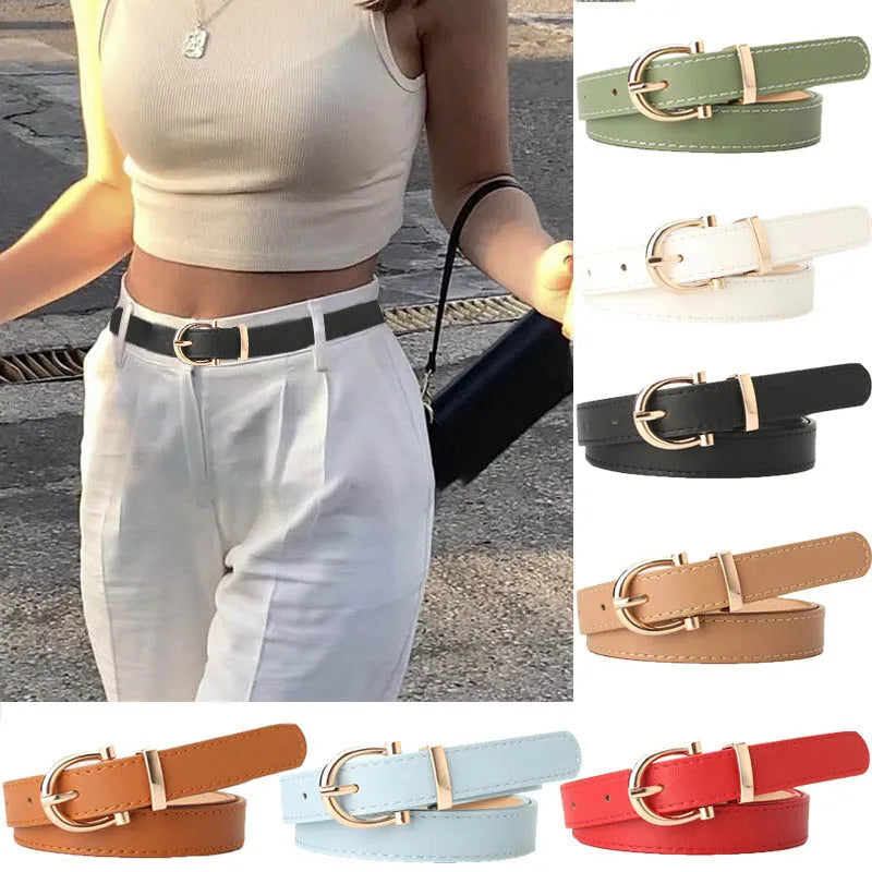 Cinto Feminino em PU com Fivela Metálica - Para Vestidos, Jeans e Calças
