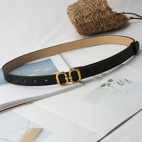 Cinto de Couro PU Feminino - Designer com Fivela de Metal, para Jeans e Vestidos