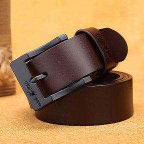 Cinto de Couro Masculino com Fivela de Liga - Moda Luxuosa para Jeans e Negócios