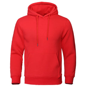 Moletom Masculino com Capuz de Lã, Cor Sólida, Moda Streetwear Casual, Solto e Respirável