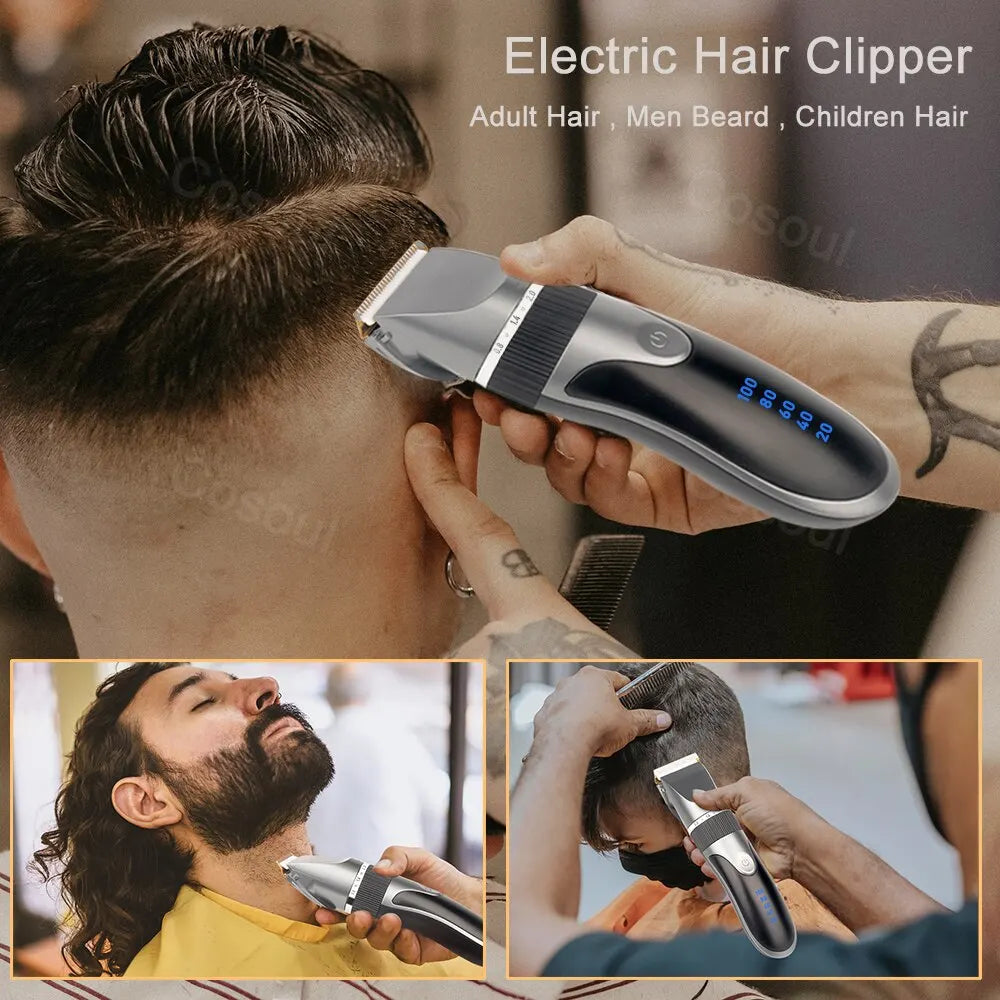 Máquina de Cortar Cabelo Profissional, Elétrica e Sem Fio, Recarregável, para Homens, Adultos e Crianças