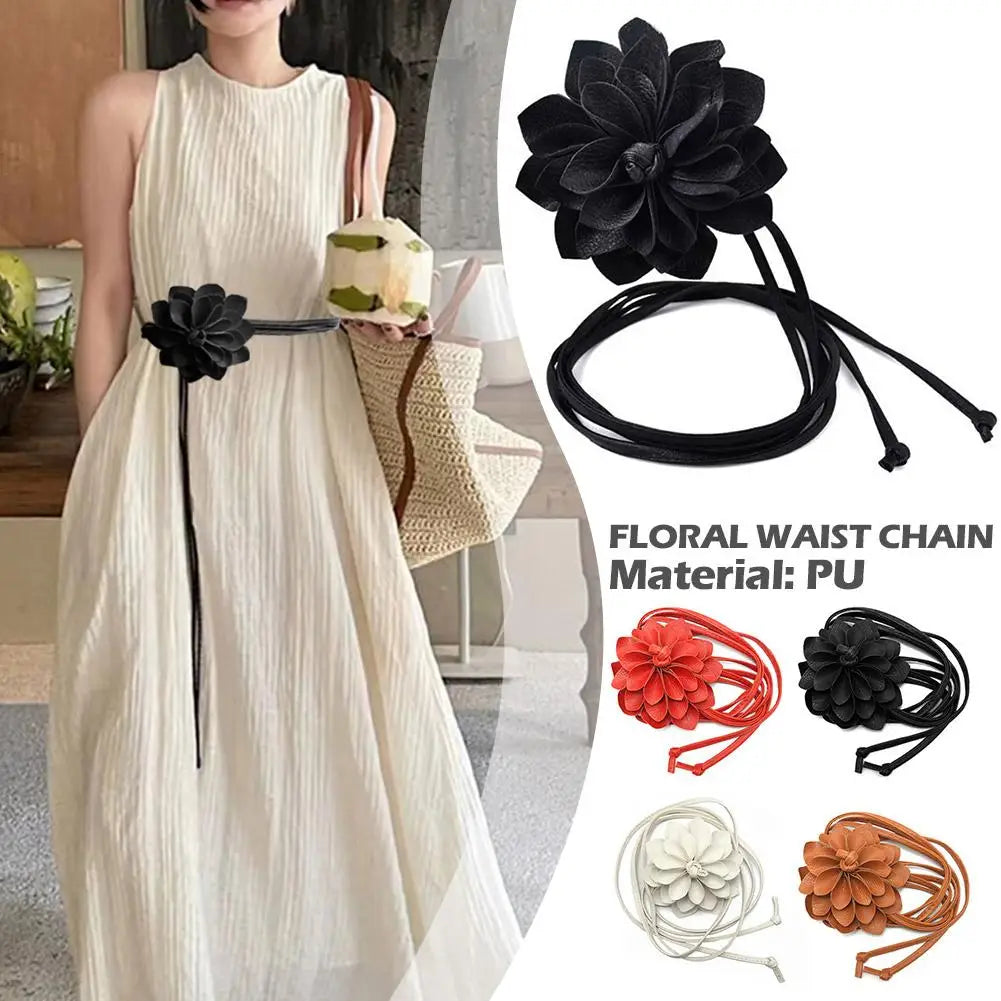 Cinto de Cintura Floral Feminino - Luxo Boêmio com Decoração de Flor