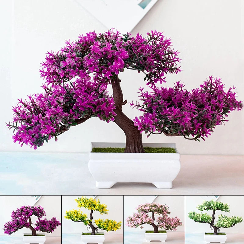Plantas Artificiais Bonsai em Pequeno Vaso - Decoração para Casa e Festas
