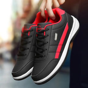Sapatos Masculinos de Couro PU, Tênis Casual e Respirável, Antiderrapantes e Vulcanizados