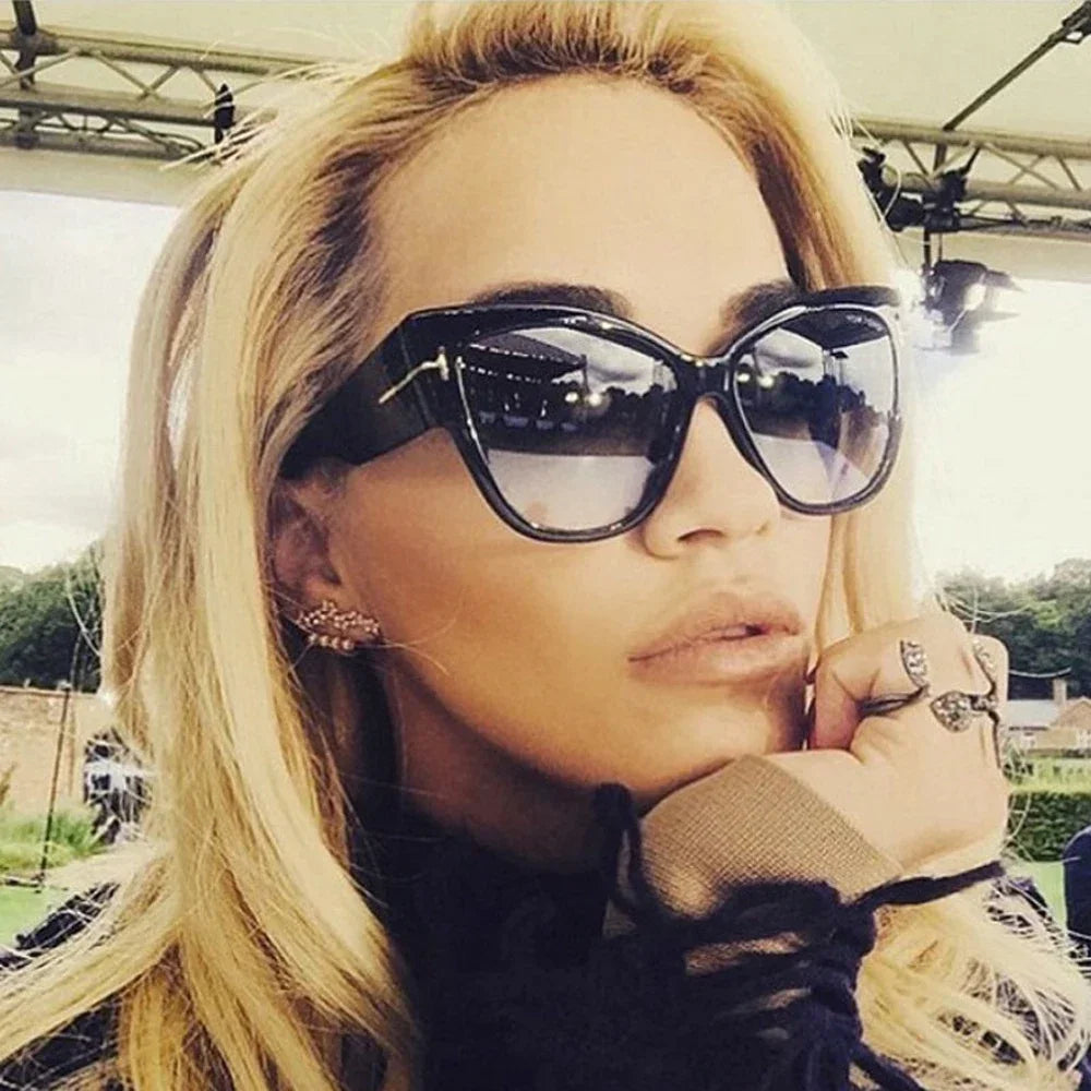 Óculos de Sol Femininos Luxuosos - Estilo Gatinho Preto